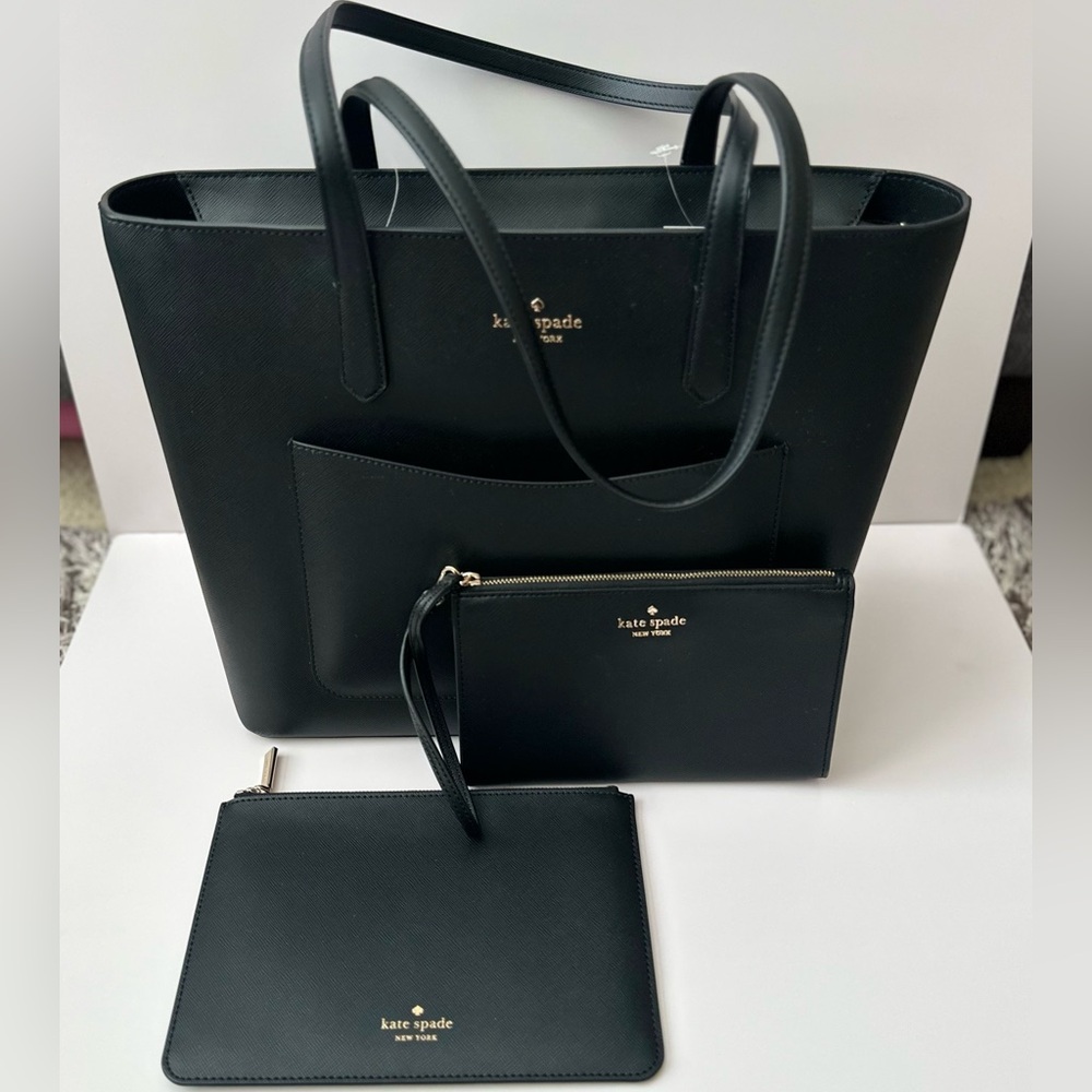 Kate Spade Black Tote and Pouch Set